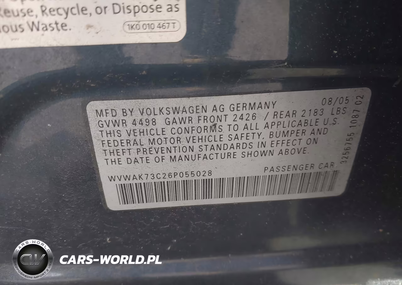 2006 Volkswagen Passat 2.0T-Value Edition VIN:WVWAK73C26P055028 - 9