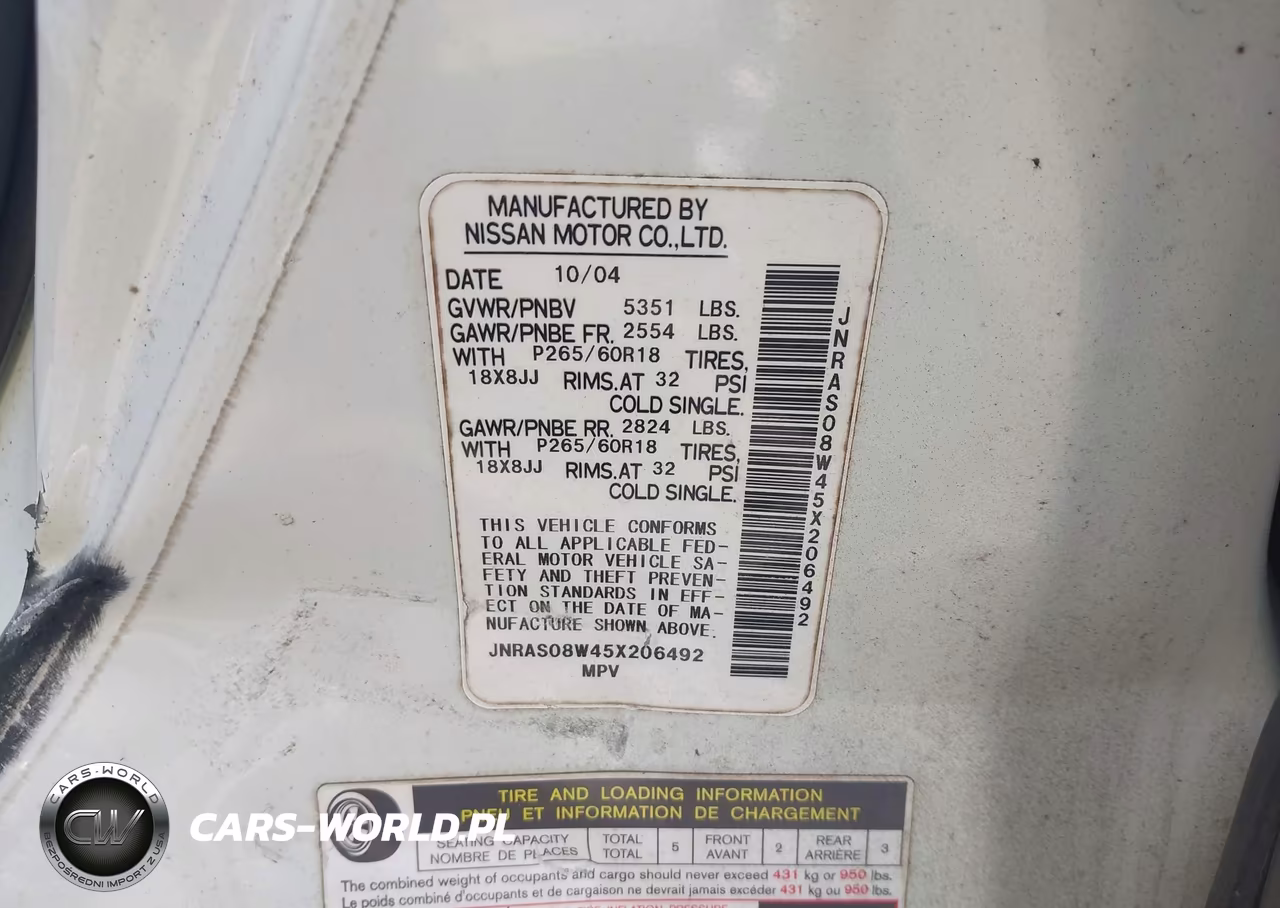 2005 Infiniti Fx35 VIN:JNRAS08W45X206492 - 9