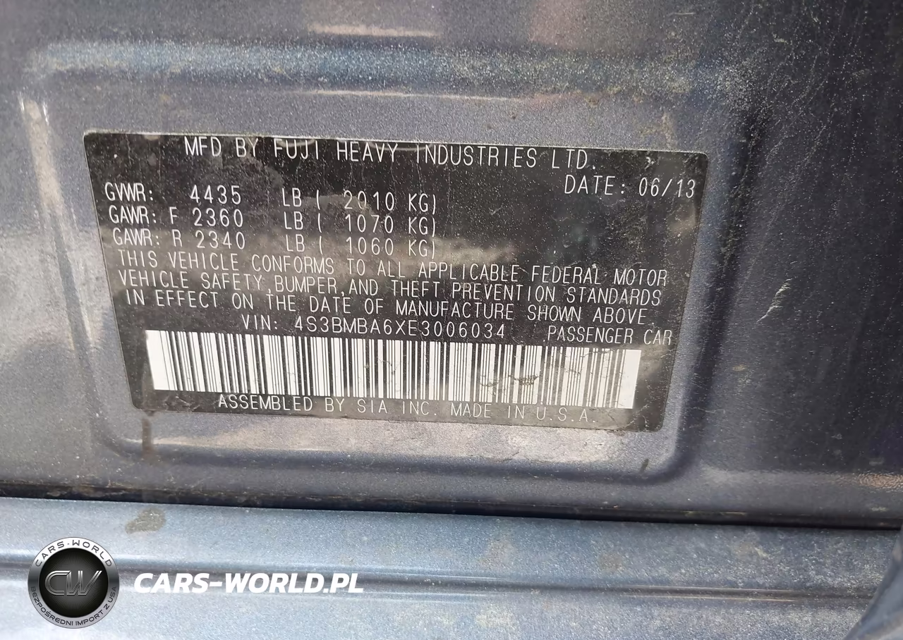 2014 Subaru Legacy 2.5I VIN:4S3BMBA6XE3006034 - 9