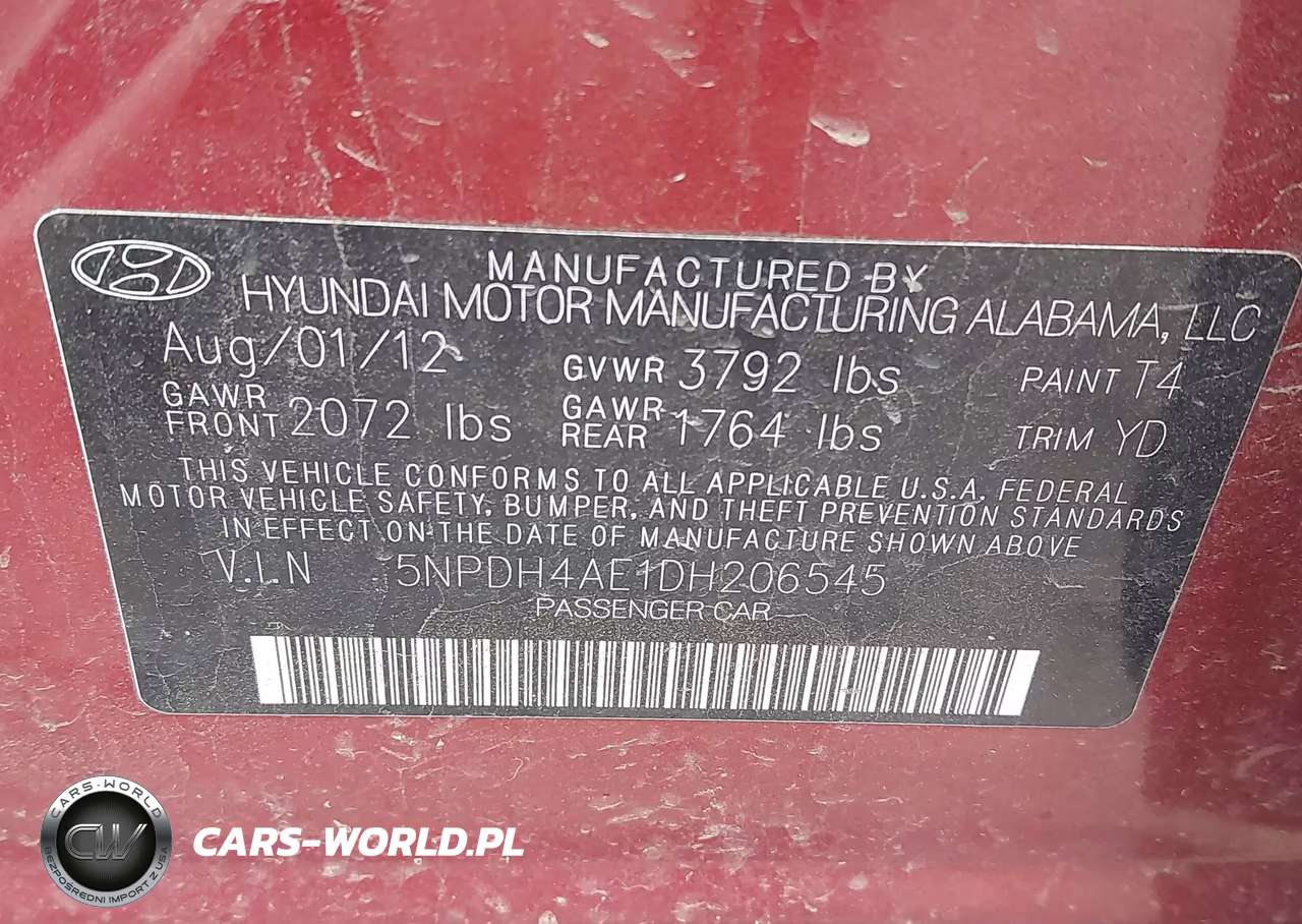 2013 Hyundai Elantra Gls VIN:5NPDH4AE1DH206545 - 9