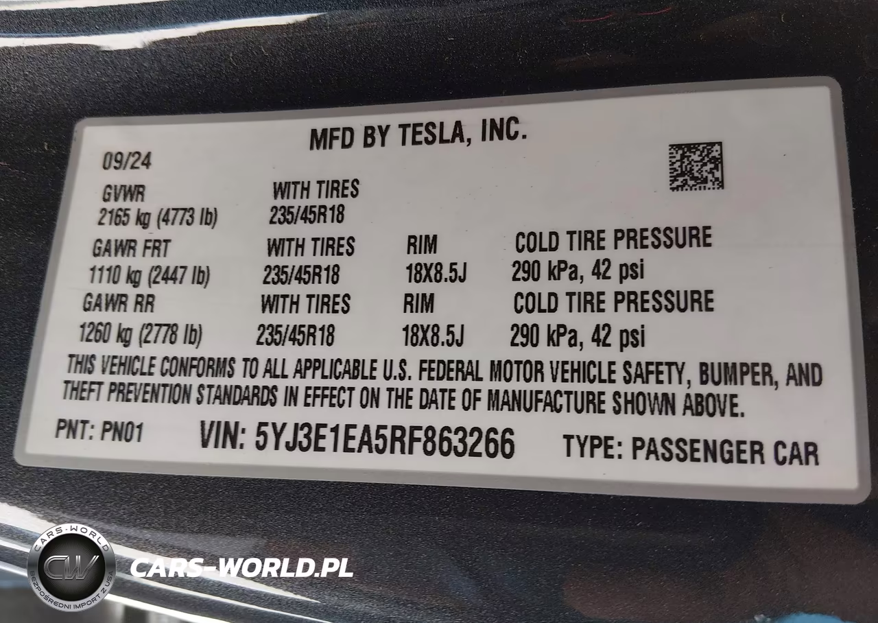 2024 Tesla Model 3 Long Range Dual Motor All-Wheel Drive-Rear-Wheel Drive VIN:5YJ3E1EA5RF863266 - 9
