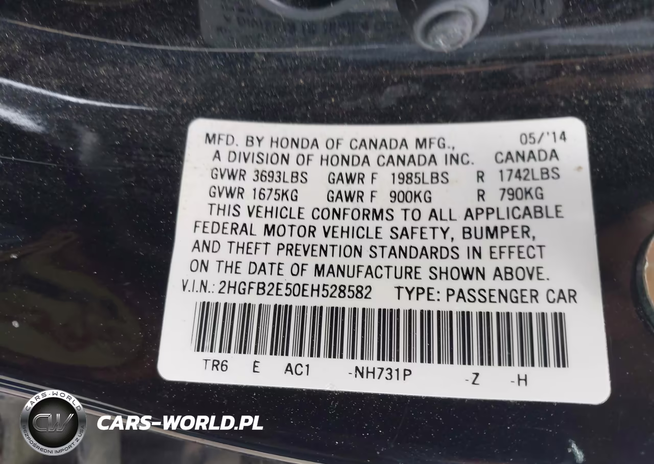 2014 Honda Civic Lx VIN:2HGFB2E50EH528582 - 9