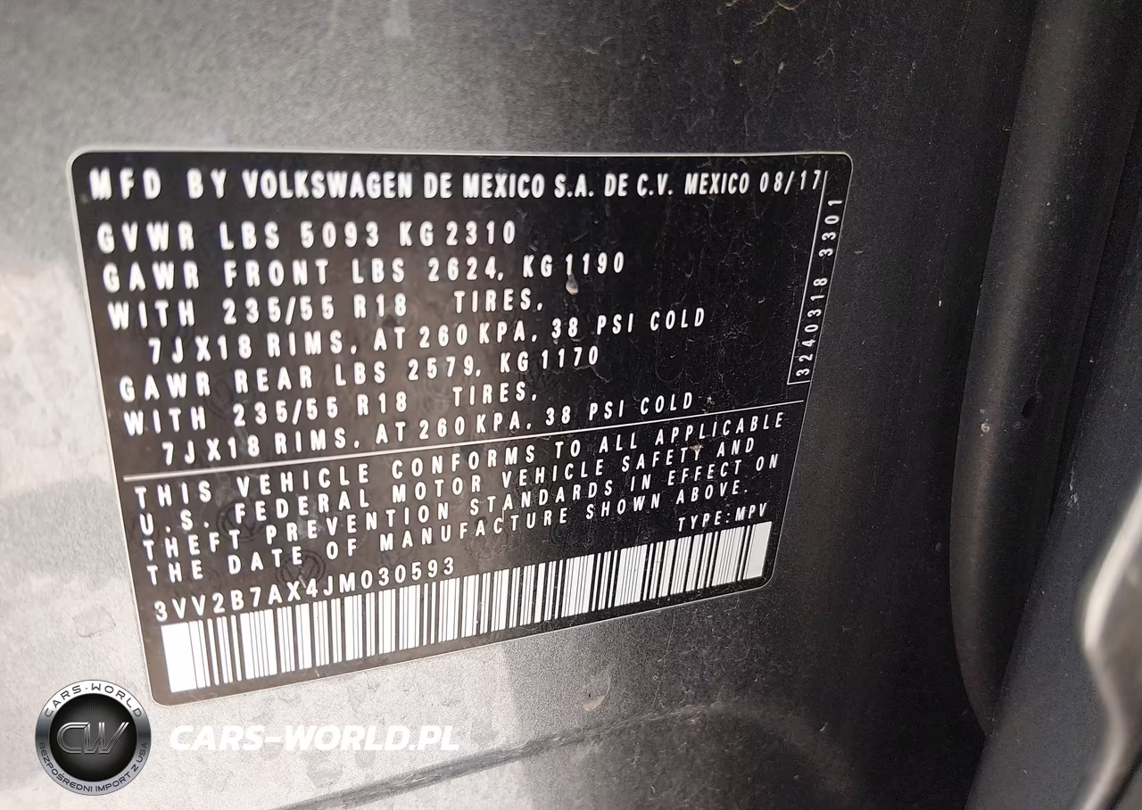 2018 Volkswagen Tiguan 2.0T Se-2.0T Sel VIN:3VV2B7AX4JM030593 - 9