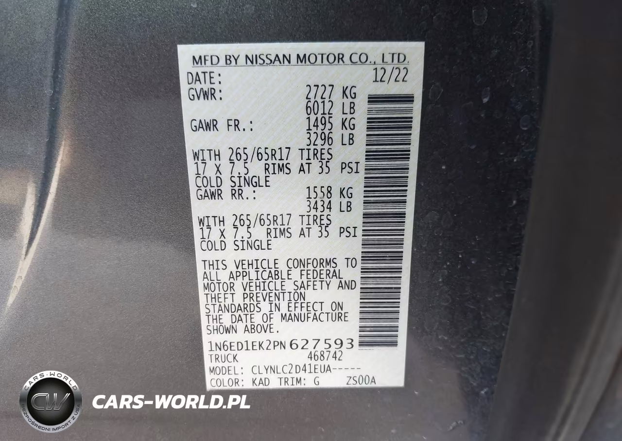 2023 Nissan Frontier Sv 4X4 VIN:1N6ED1EK2PN627593 - 9