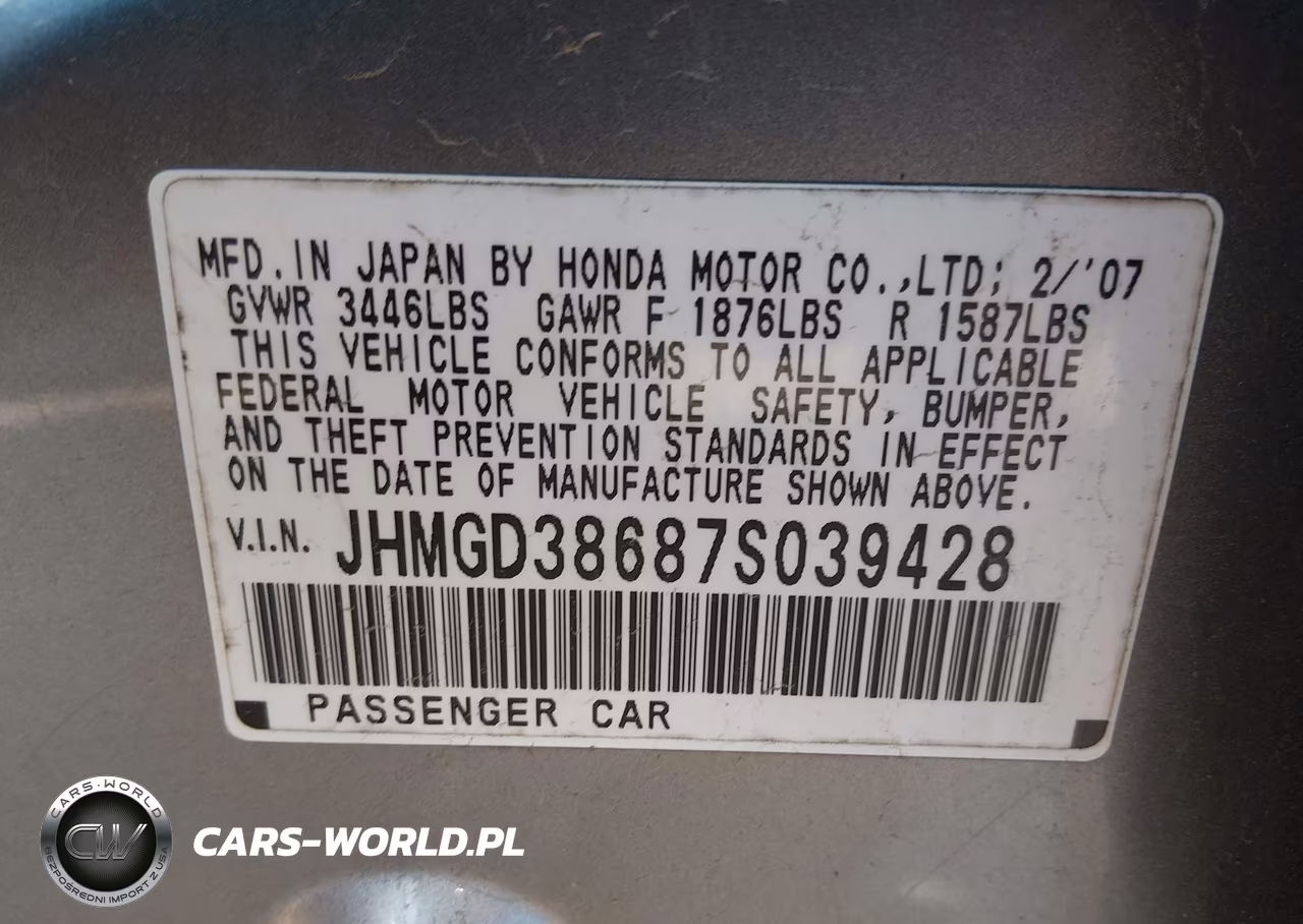 2007 Honda Fit Sport VIN:JHMGD38687S039428 - 9