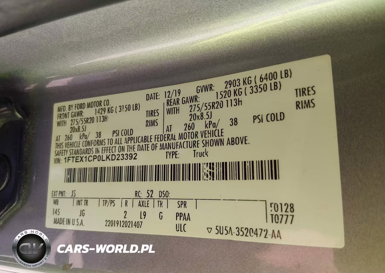 2020 Ford F-150 Xl VIN:1FTEX1CP0LKD23392 - 9