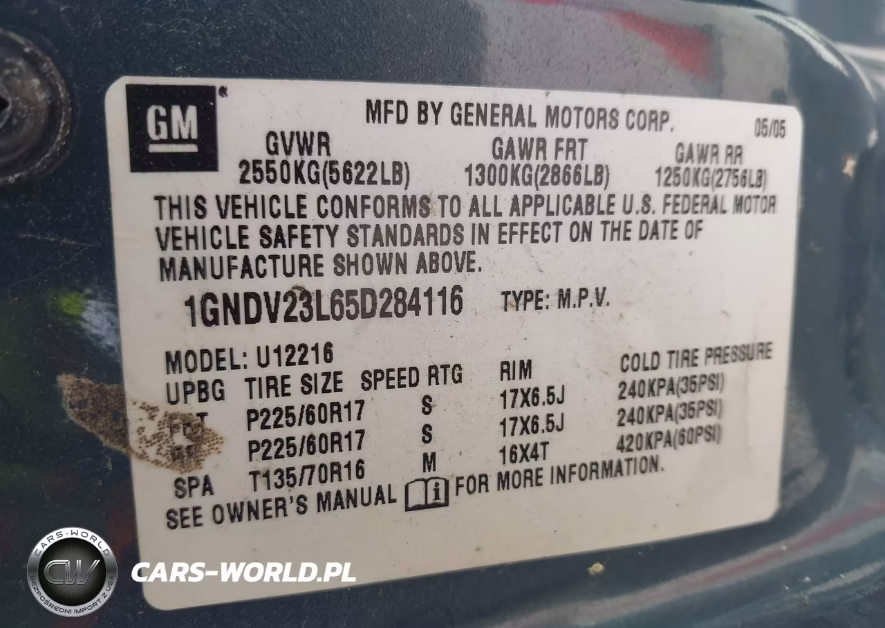 2005 Chevrolet Uplander Ls VIN:1GNDV23L65D284116 - 9