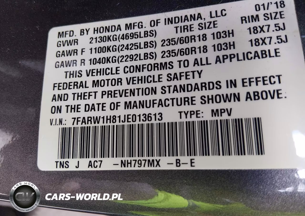 2018 Honda Cr-V Ex-L-Ex-L Navi VIN:7FARW1H81JE013613 - 9