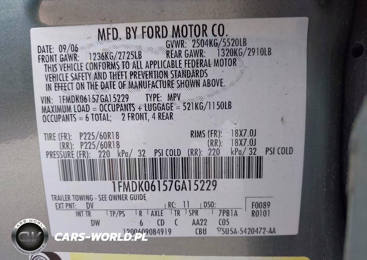 2007 Ford Freestyle Limited VIN:1FMDK06157GA15229 - 9