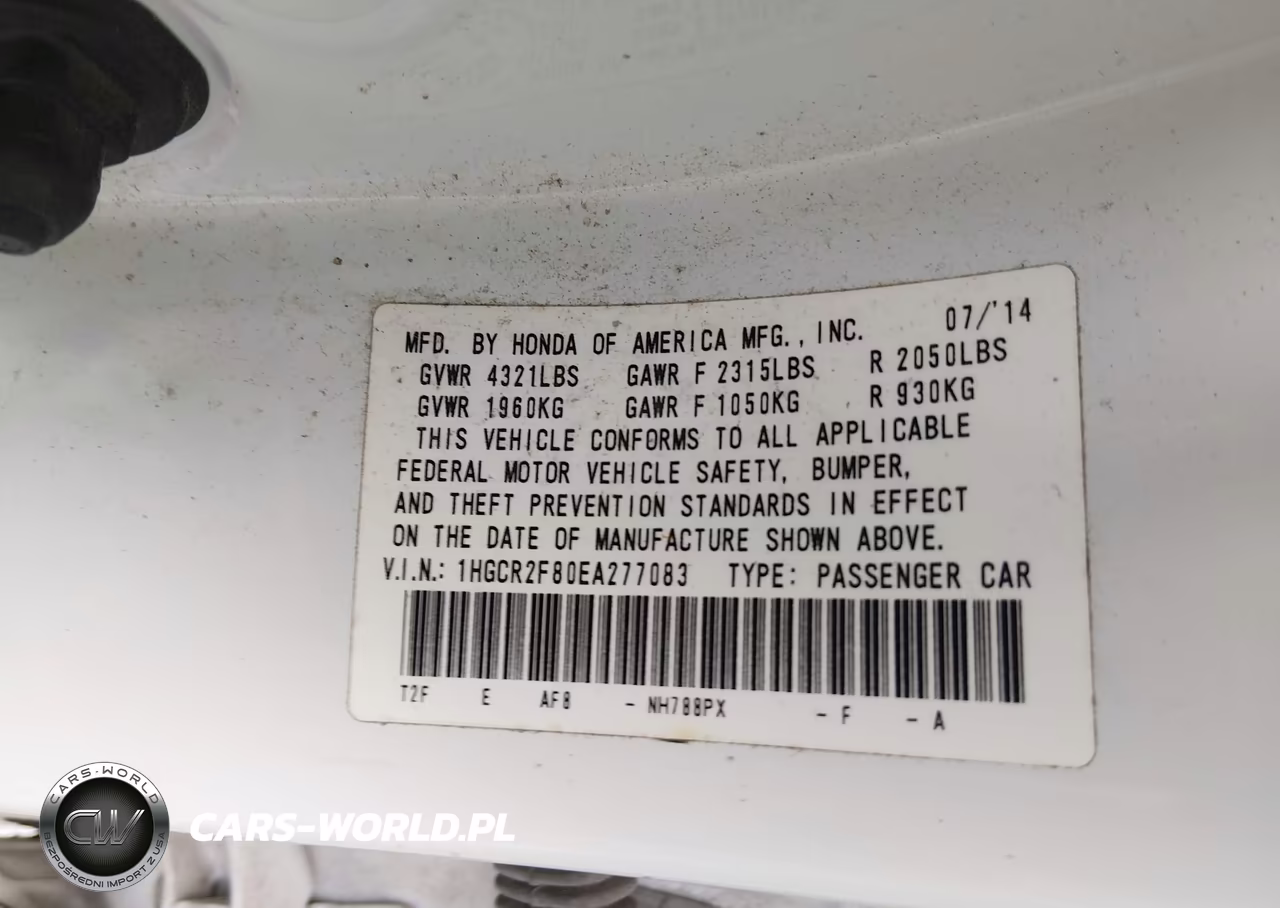 2014 Honda Accord Ex-L VIN:1HGCR2F80EA277083 - 9