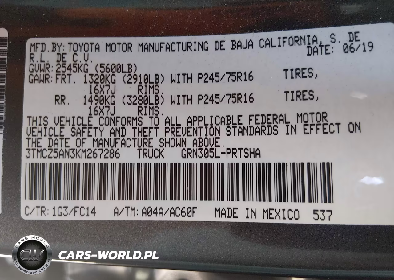2019 Toyota Tacoma Sr5 V6 VIN:3TMCZ5AN3KM267286 - 9