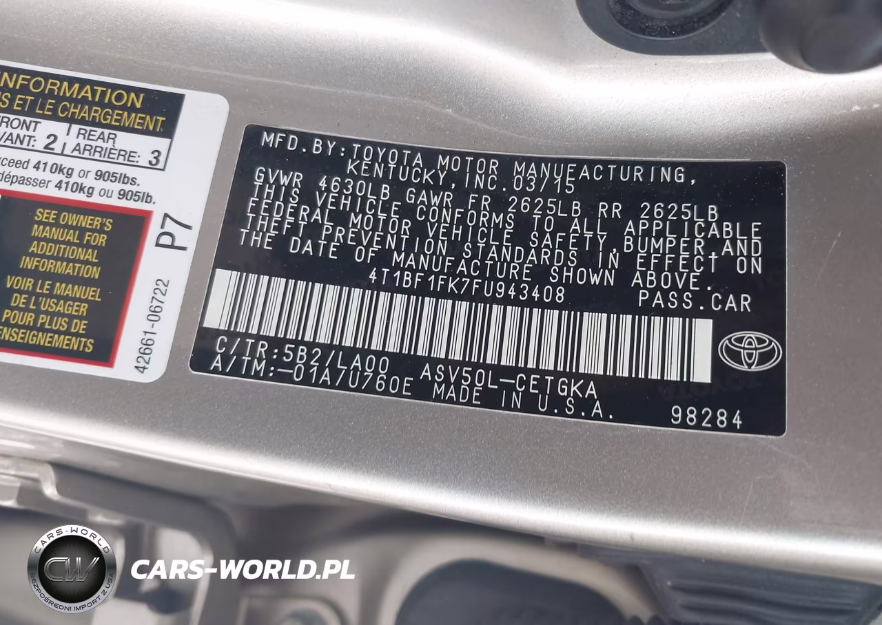 2015 Toyota Camry Xle VIN:4T1BF1FK7FU943408 - 9