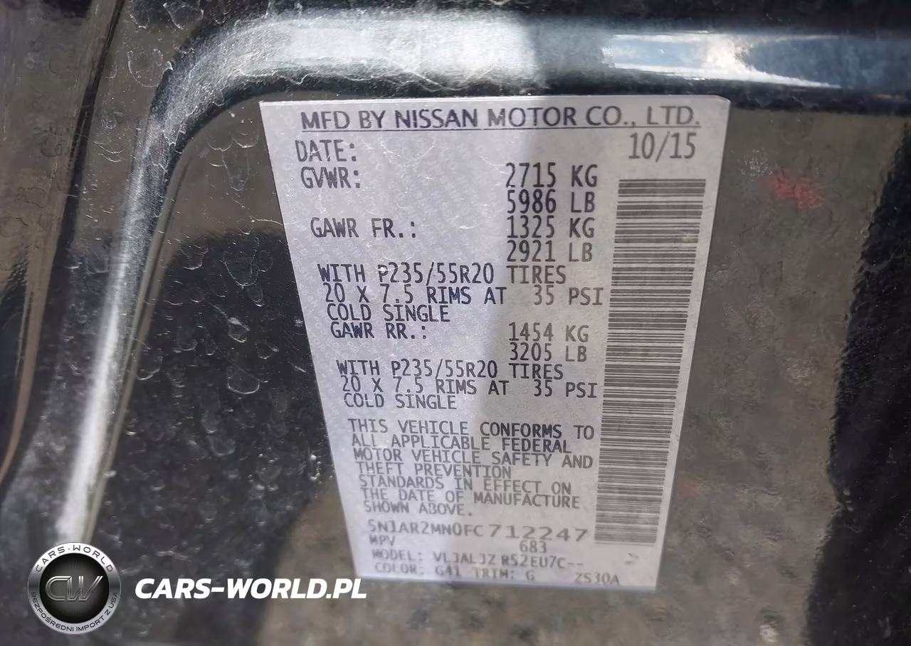 2015 Nissan Pathfinder Platinum VIN:5N1AR2MN0FC712247 - 9