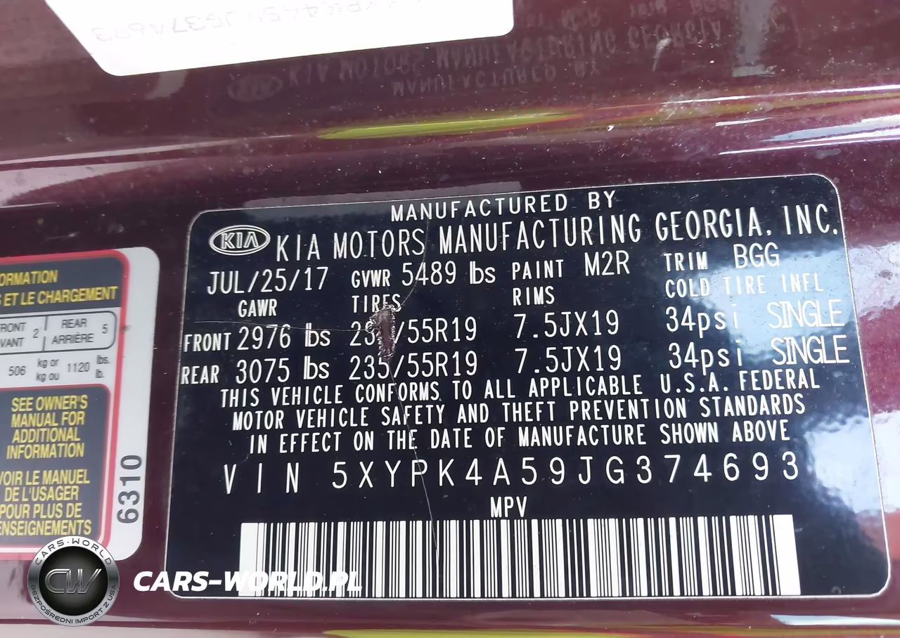 2018 Kia Sorento 3.3L Sx VIN:5XYPK4A59JG374693 - 9