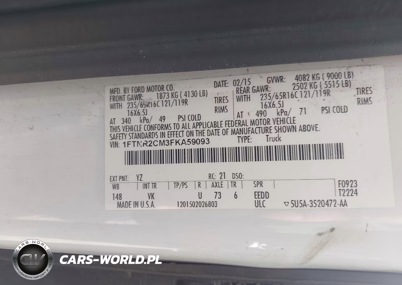 2015 Ford Transit-250 VIN:1FTNR2CM3FKA59093 - 9