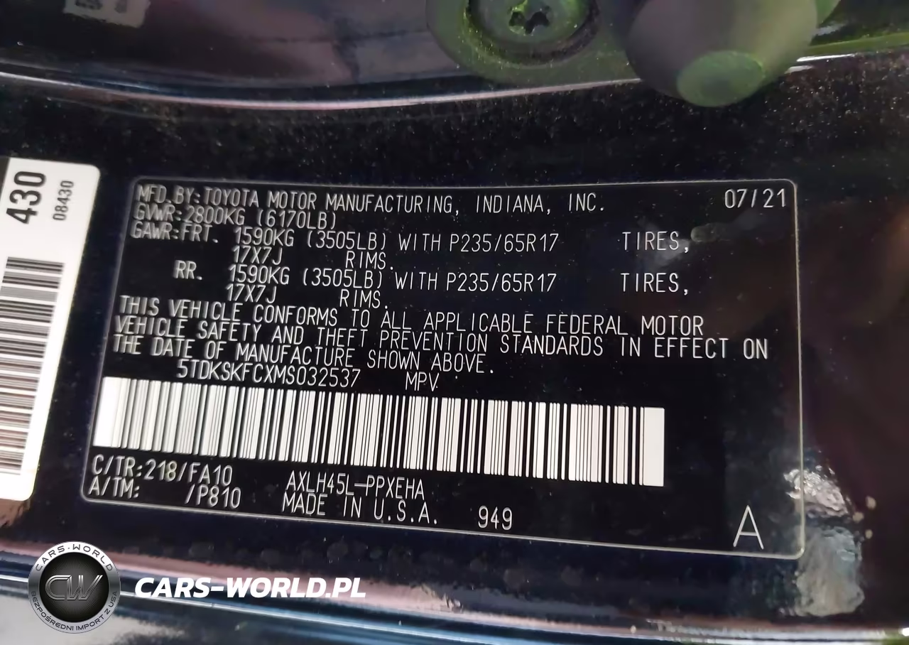 2021 Toyota Sienna Le VIN:5TDKSKFCXMS032537 - 9