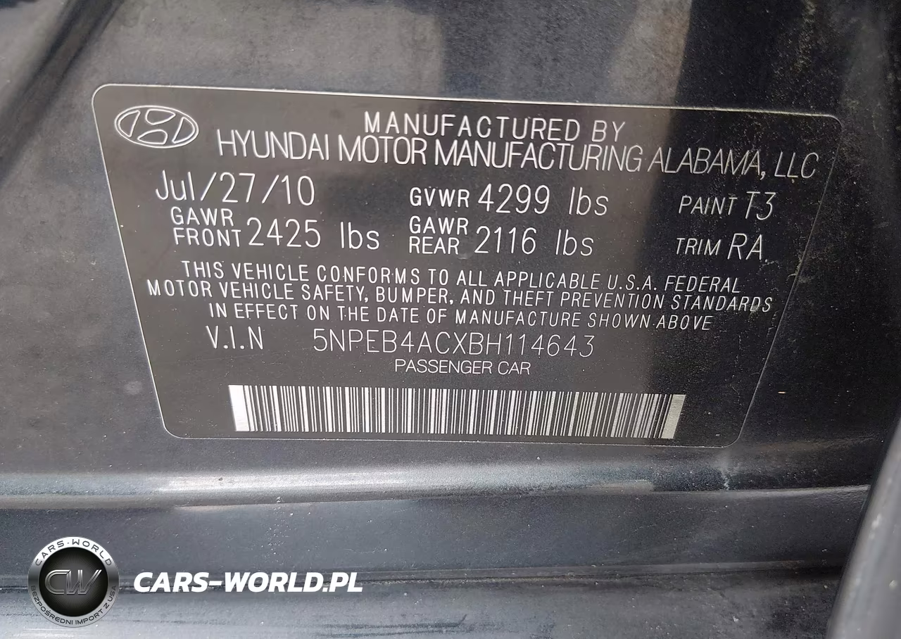 2011 Hyundai Sonata Gls VIN:5NPEB4ACXBH114643 - 9