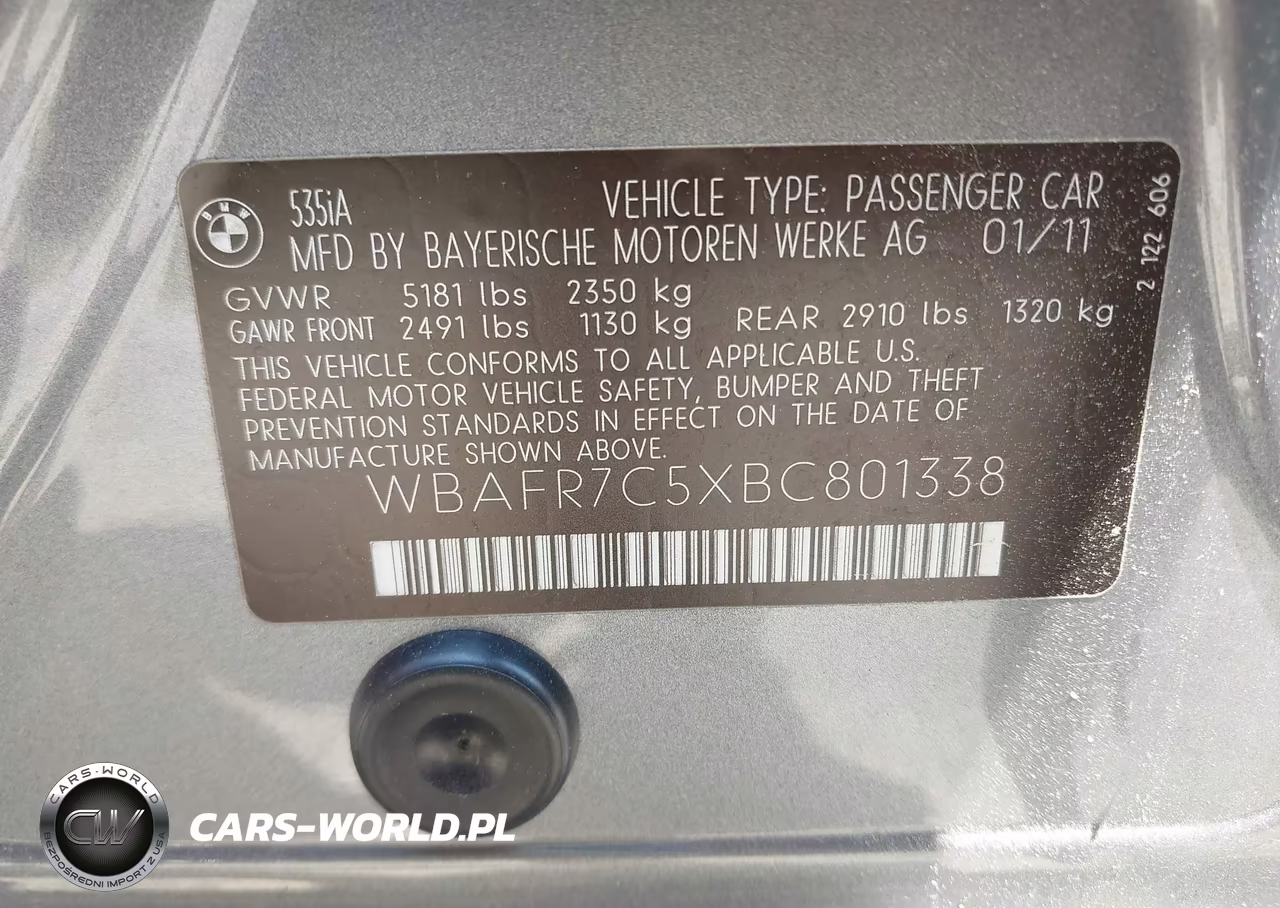 2011 BMW 535I VIN:WBAFR7C5XBC801338 - 9