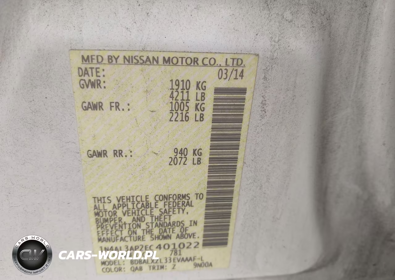 2014 Nissan Altima 2.5 Sl VIN:1N4AL3AP2EC401022 - 9