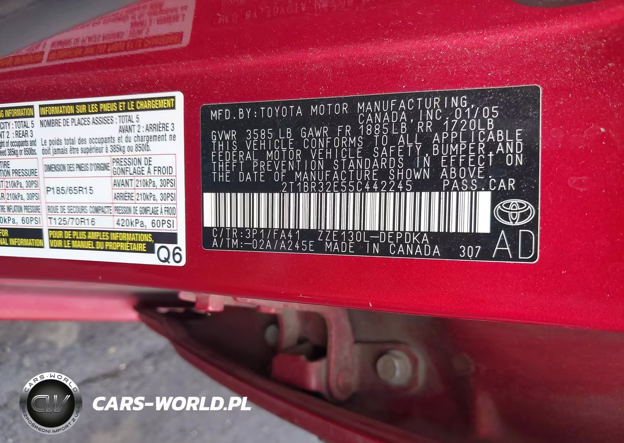 2005 Toyota Corolla Ce VIN:2T1BR32E55C442245 - 9