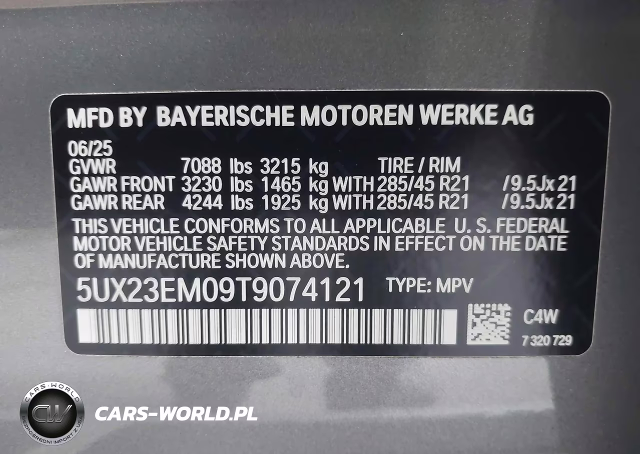 2026 BMW X7 xDrive40I VIN:5UX23EM09T9074121 - 9