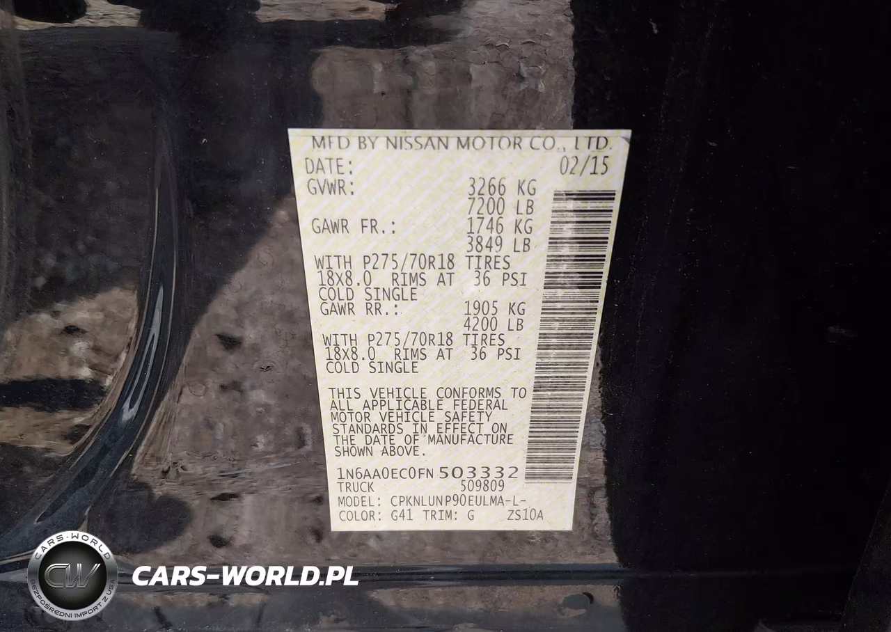 2015 Nissan Titan Pro-4X VIN:1N6AA0EC0FN503332 - 9