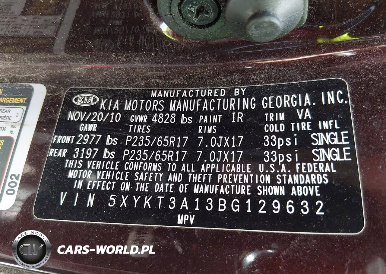 2011 Kia Sorento Lx VIN:5XYKT3A13BG129632 - 9