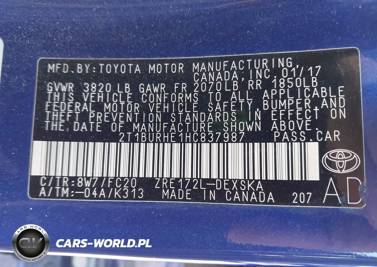2017 Toyota Corolla Se VIN:2T1BURHE1HC837987 - 9