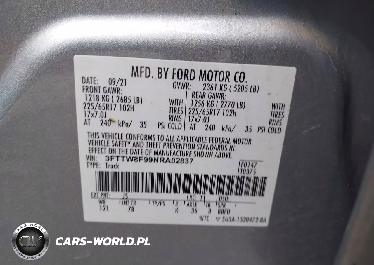 2022 Ford Maverick Xlt VIN:3FTTW8F99NRA02837 - 9