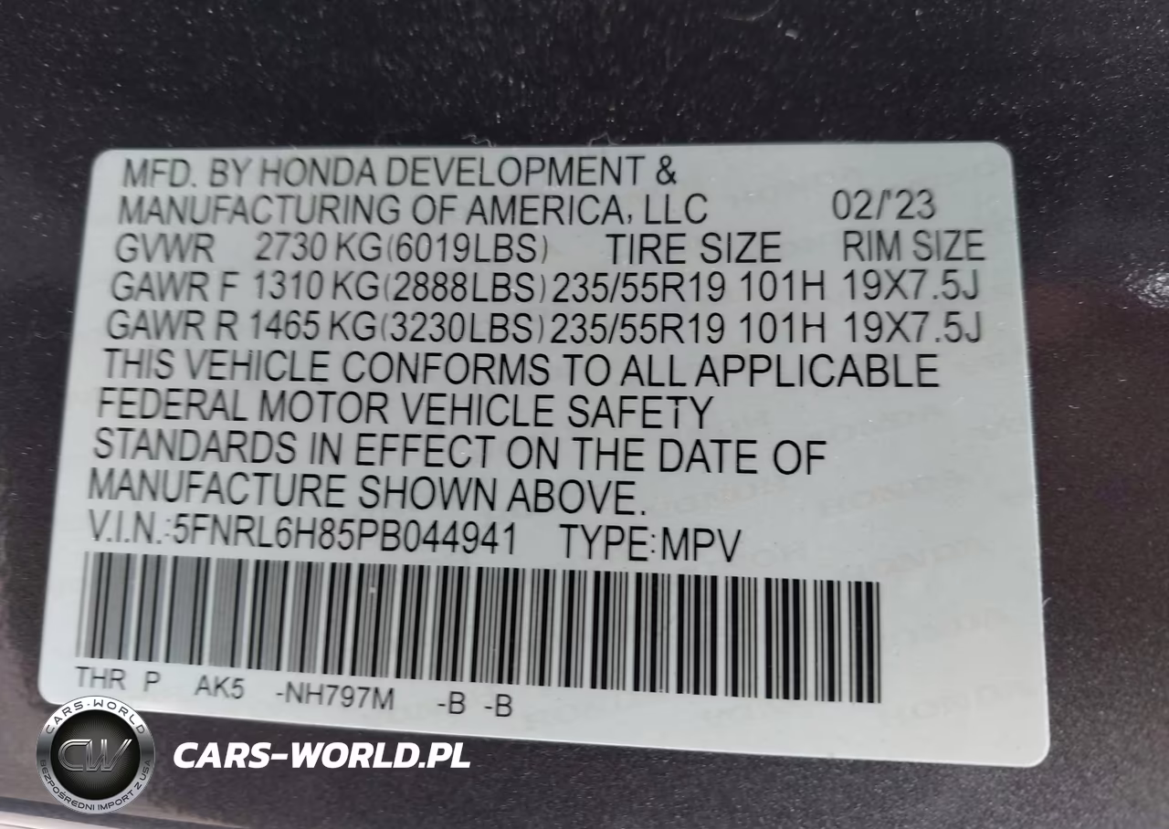 2023 Honda Odyssey Touring VIN:5FNRL6H85PB044941 - 9