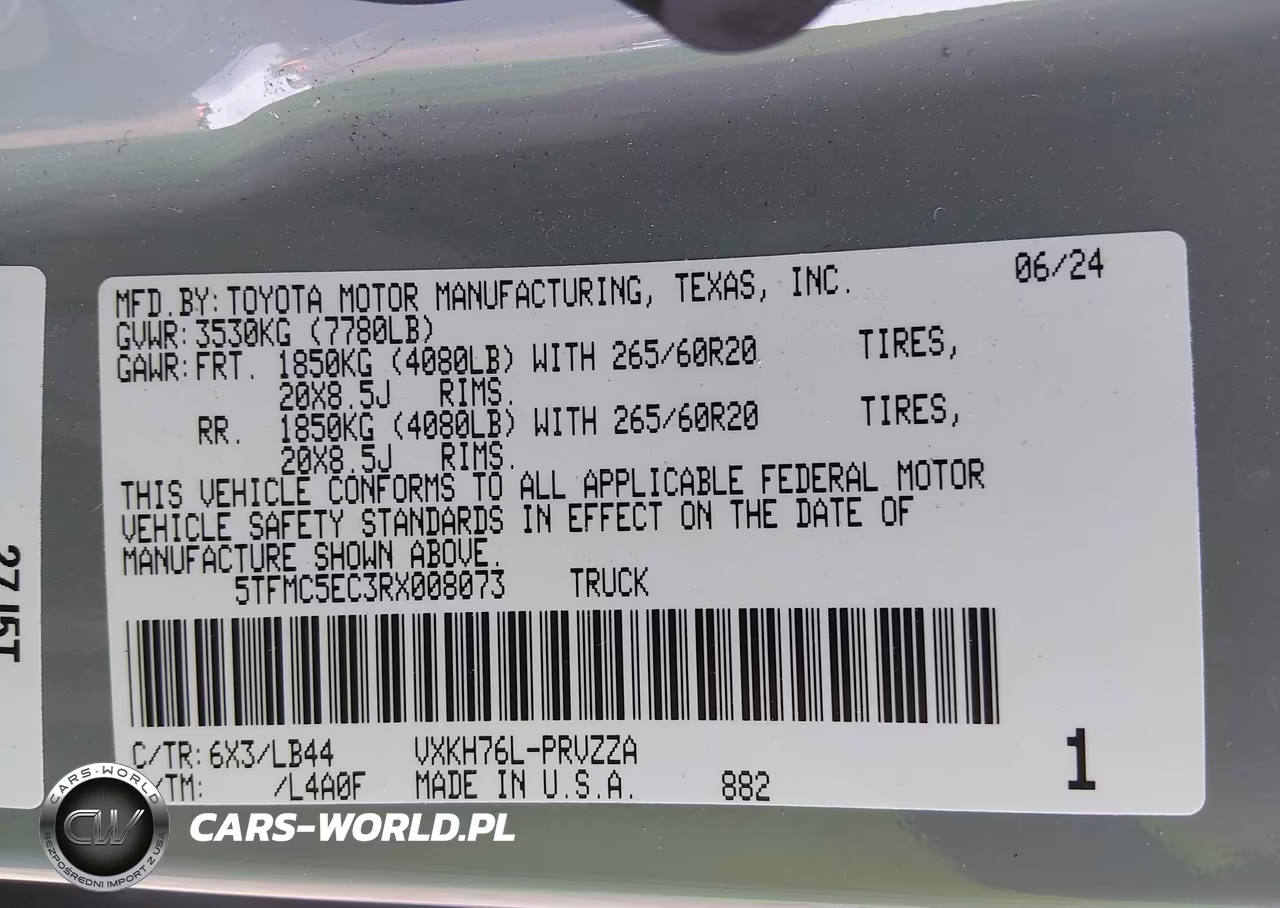 2024 Toyota Tundra Hybrid 1794 Edition 4Wd VIN:5TFMC5EC3RX008073 - 9