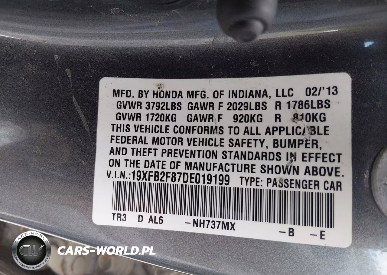 2013 Honda Civic Ex VIN:19XFB2F87DE019199 - 9