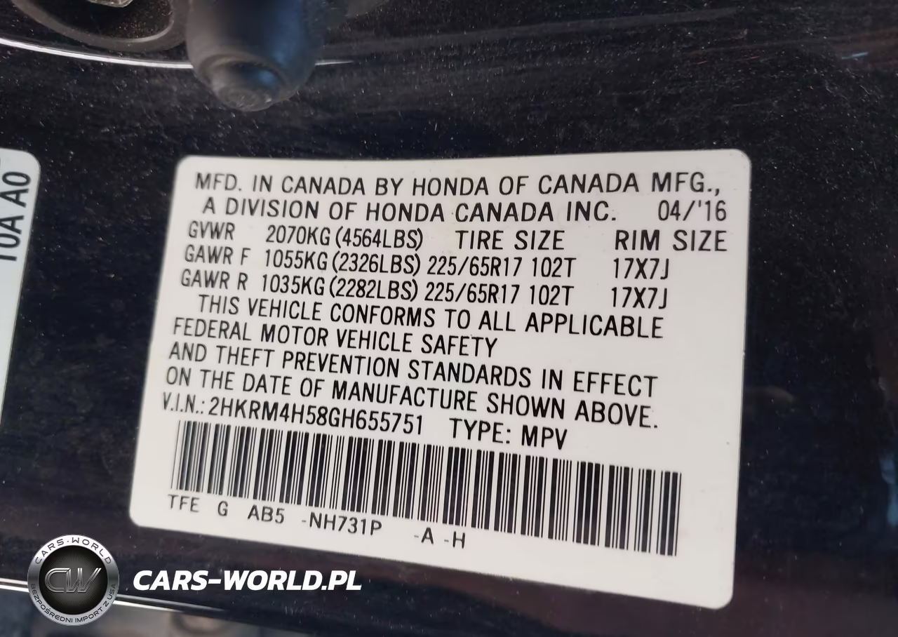 2016 Honda Cr-V Ex VIN:2HKRM4H58GH655751 - 9