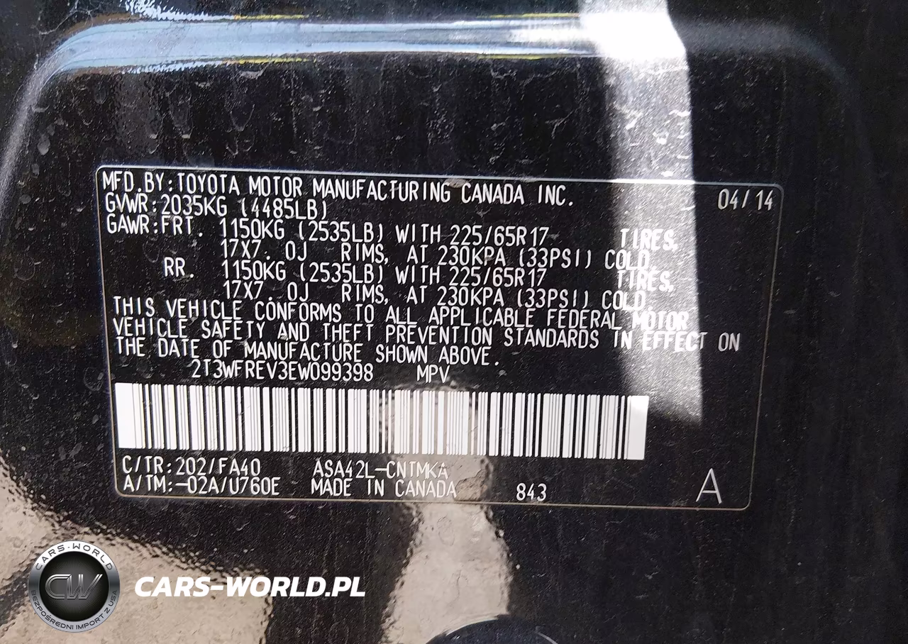 2014 Toyota Rav4 Xle VIN:2T3WFREV3EW099398 - 9