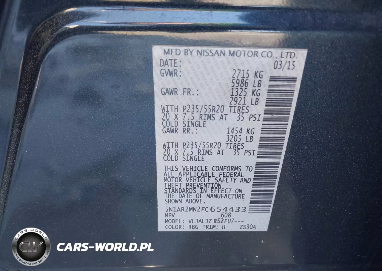 2015 Nissan Pathfinder Platinum VIN:5N1AR2MN2FC654433 - 9