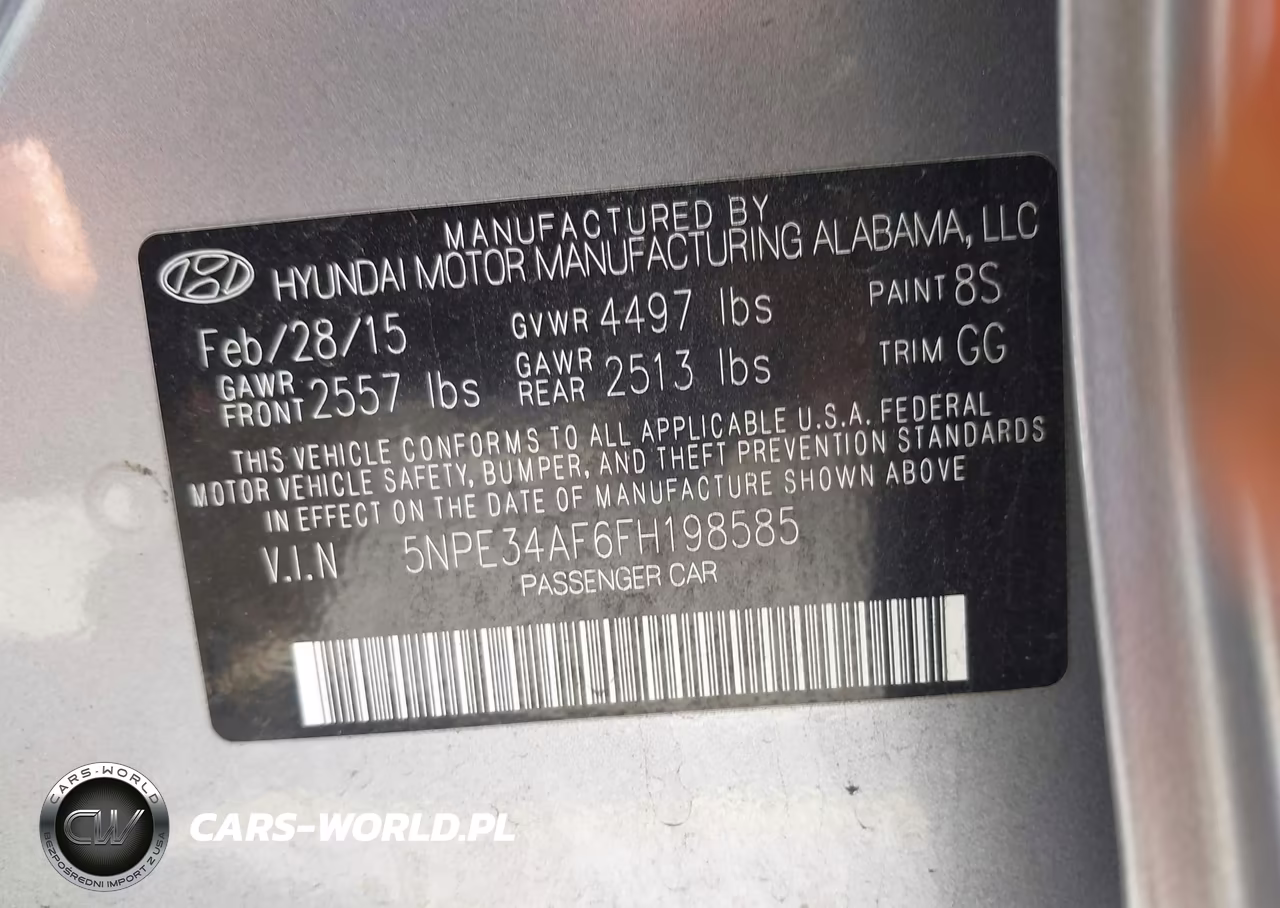 2015 Hyundai Sonata Limited VIN:5NPE34AF6FH198585 - 9
