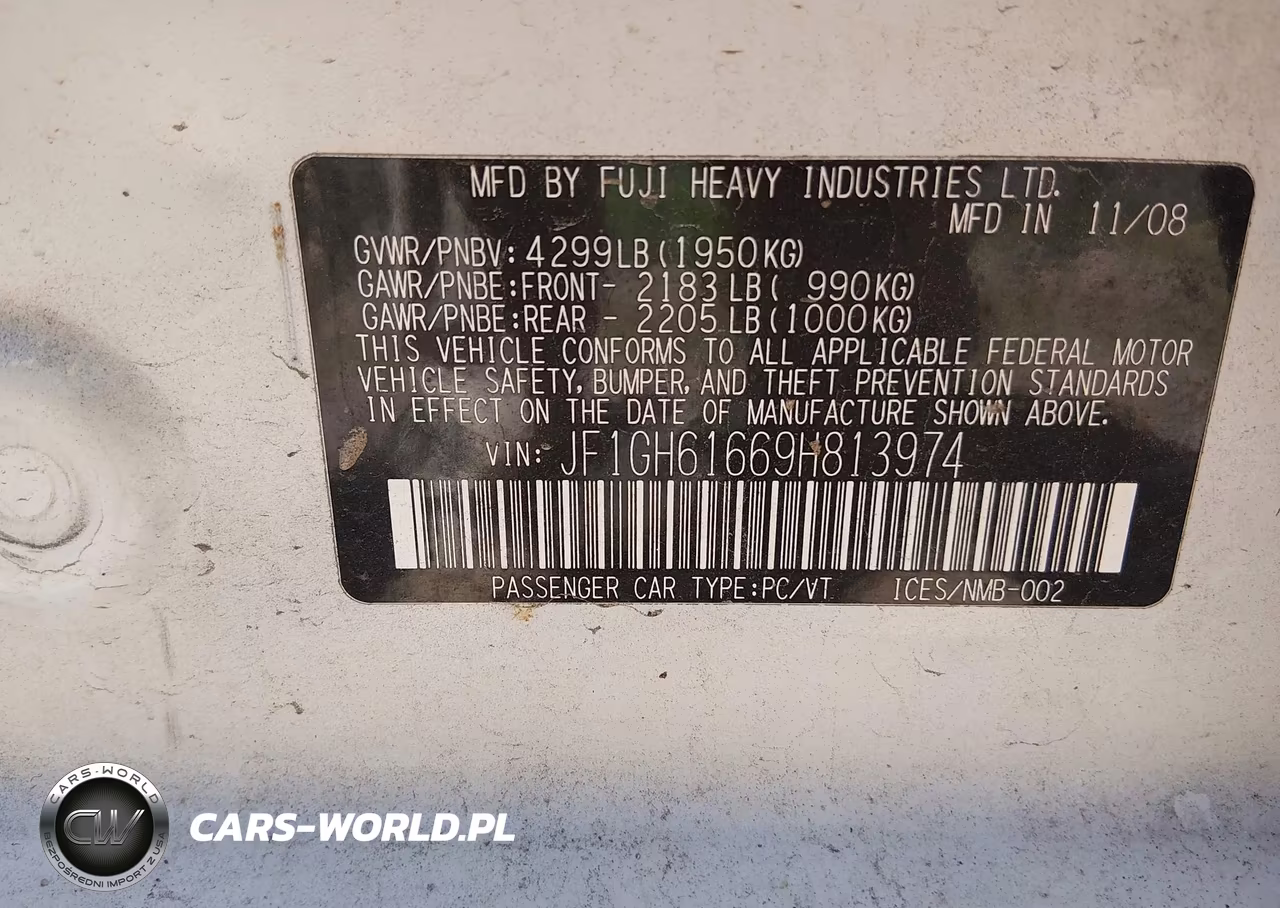 2009 Subaru Impreza 2.5I VIN:JF1GH61669H813974 - 9