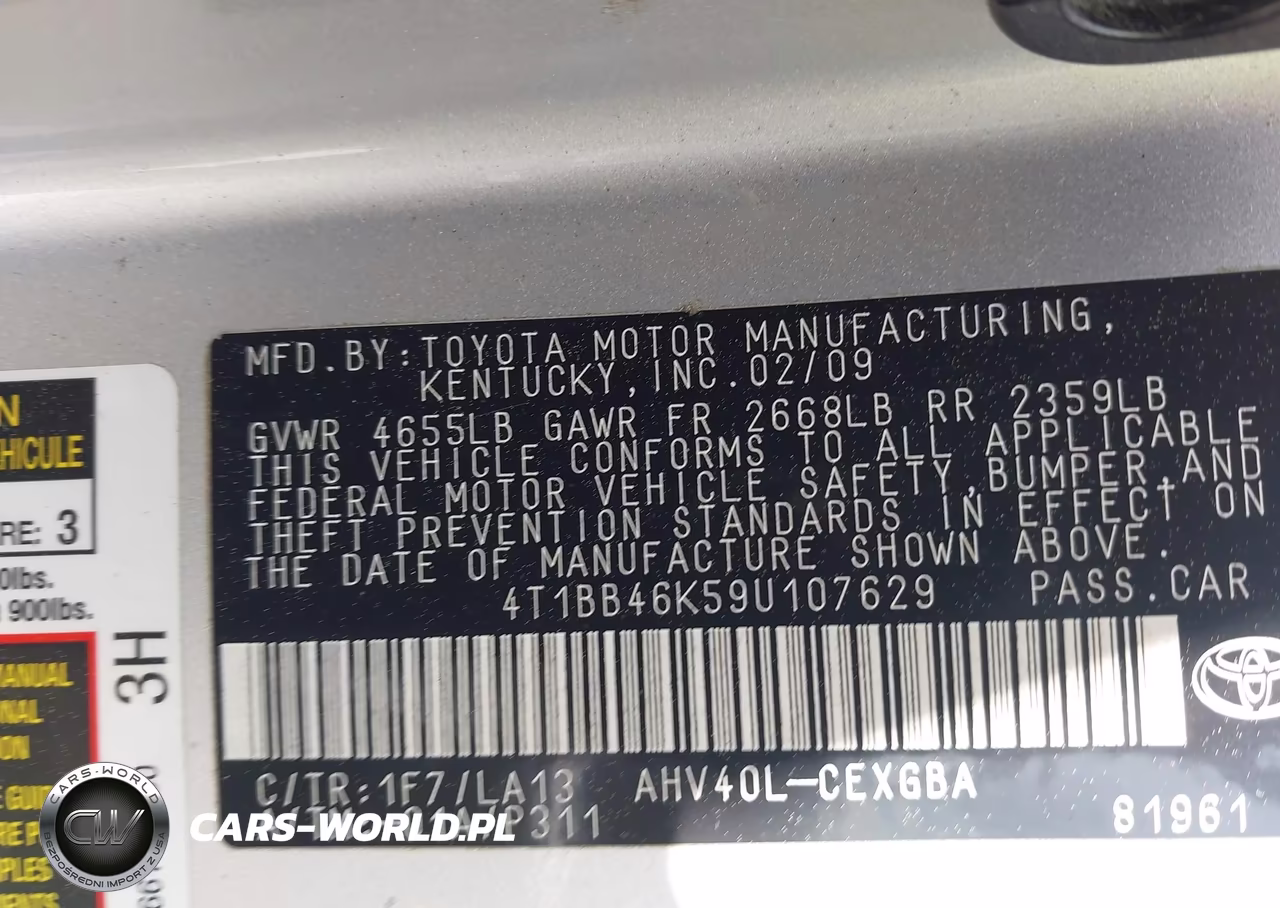 2009 Toyota Camry Hybrid VIN:4T1BB46K59U107629 - 9