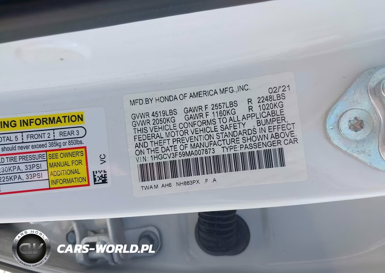2021 Honda Accord Hybrid Ex-L VIN:1HGCV3F59MA007873 - 9