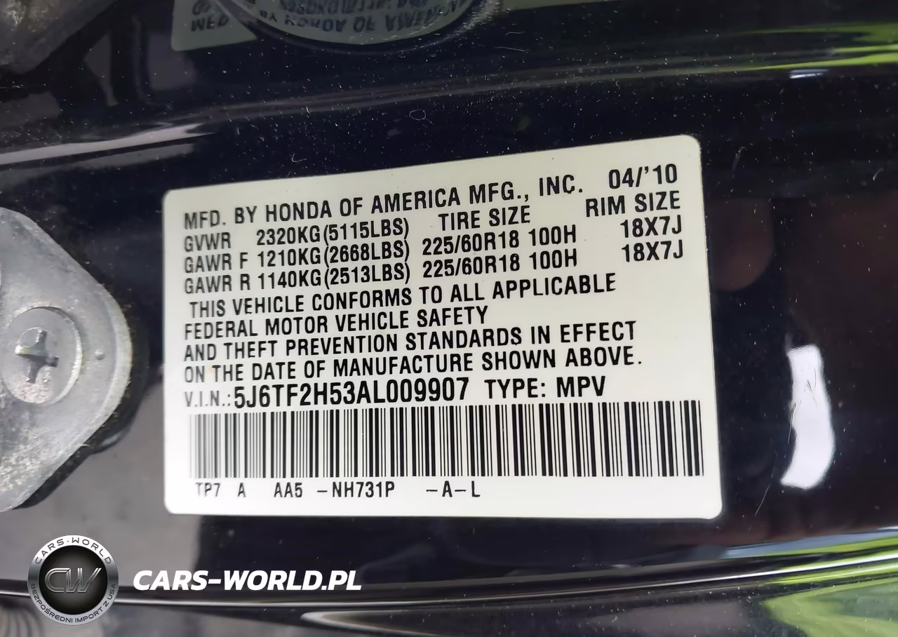 2010 Honda Accord Crosstour Ex-L VIN:5J6TF2H53AL009907 - 9