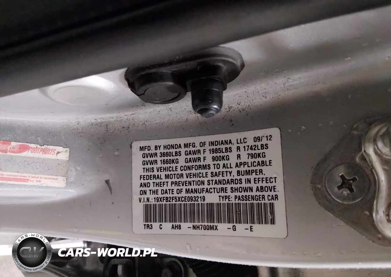 2012 Honda Civic Lx VIN:19XFB2F5XCE093219 - 9