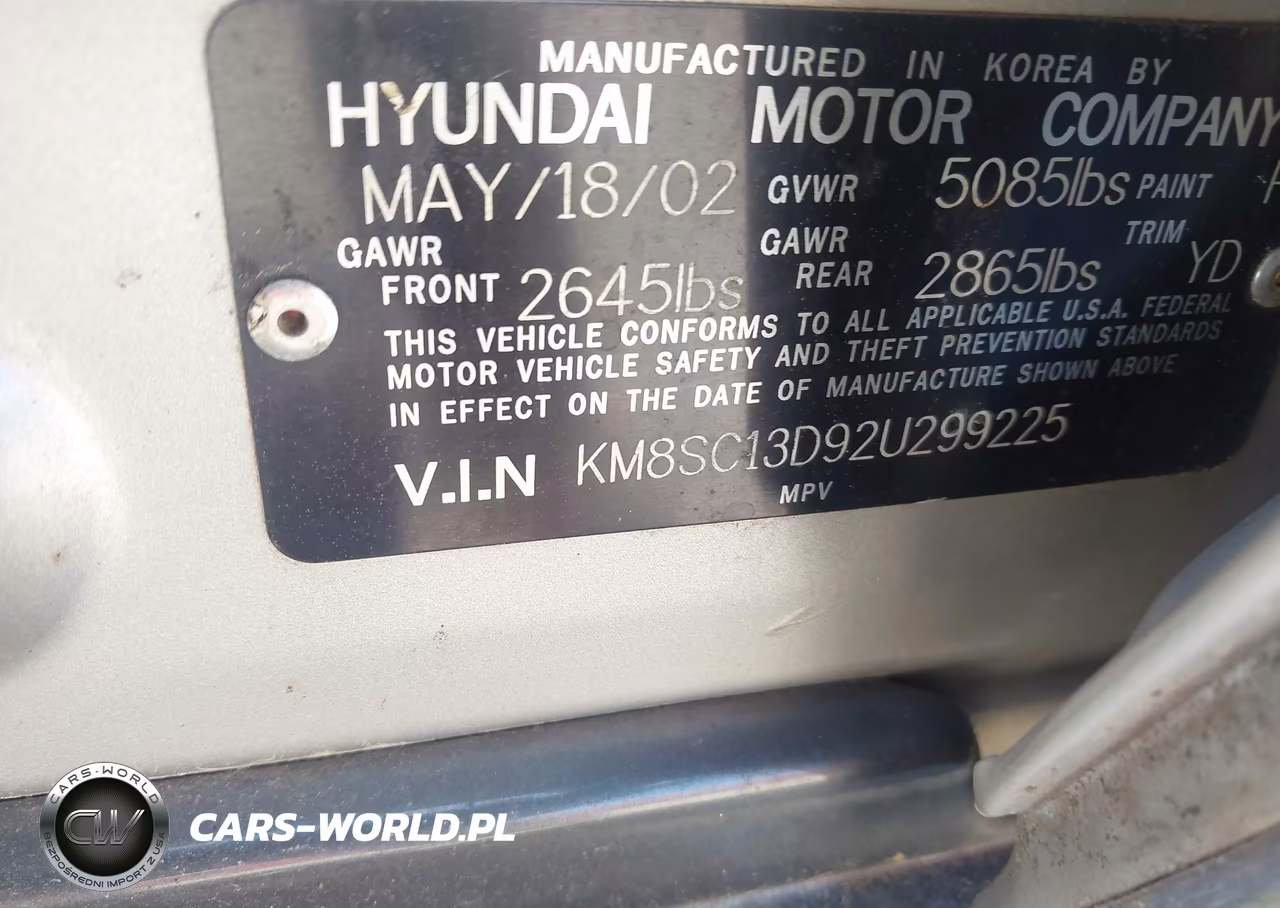 2002 Hyundai Santa Fe Gls-Lx VIN:KM8SC13D92U299225 - 9