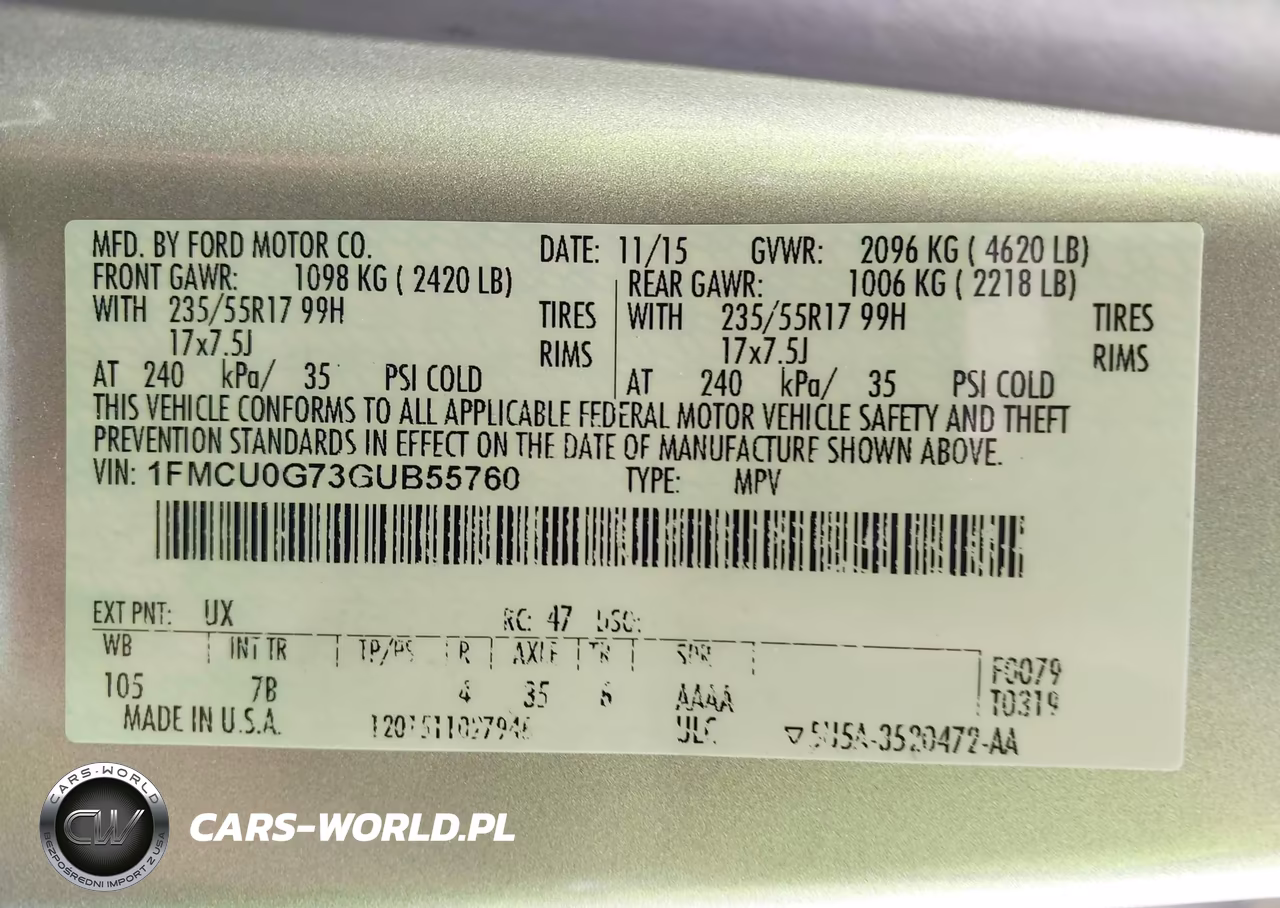 2016 Ford Escape Se VIN:1FMCU0G73GUB55760 - 9