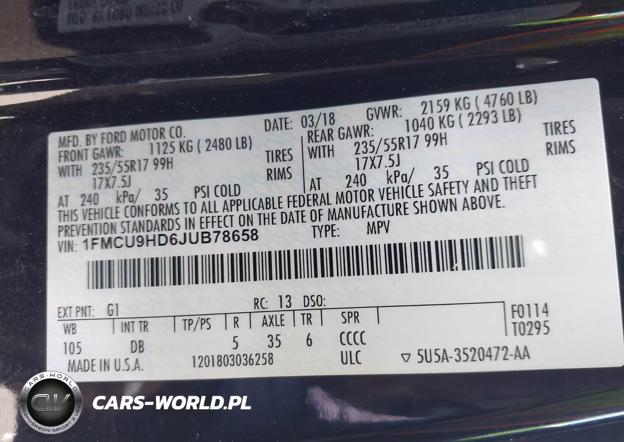 2018 Ford Escape Sel VIN:1FMCU9HD6JUB78658 - 9