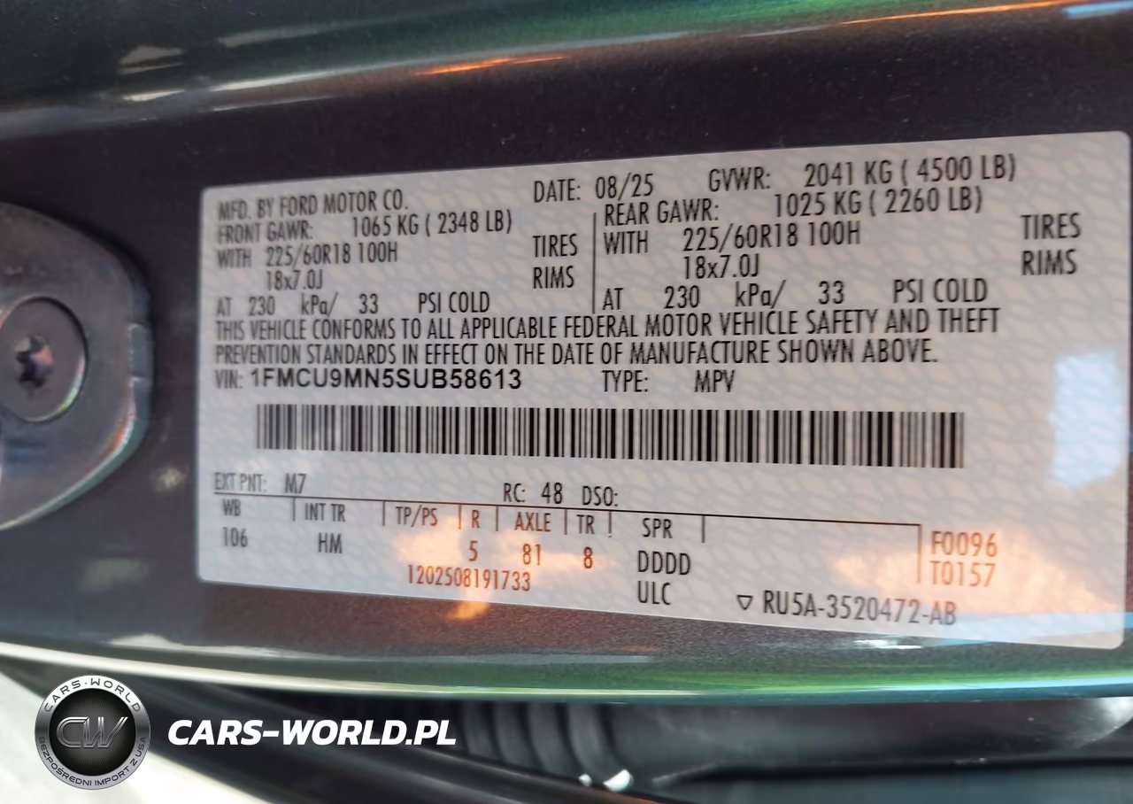 2025 Ford Escape St-Line VIN:1FMCU9MN5SUB58613 - 9