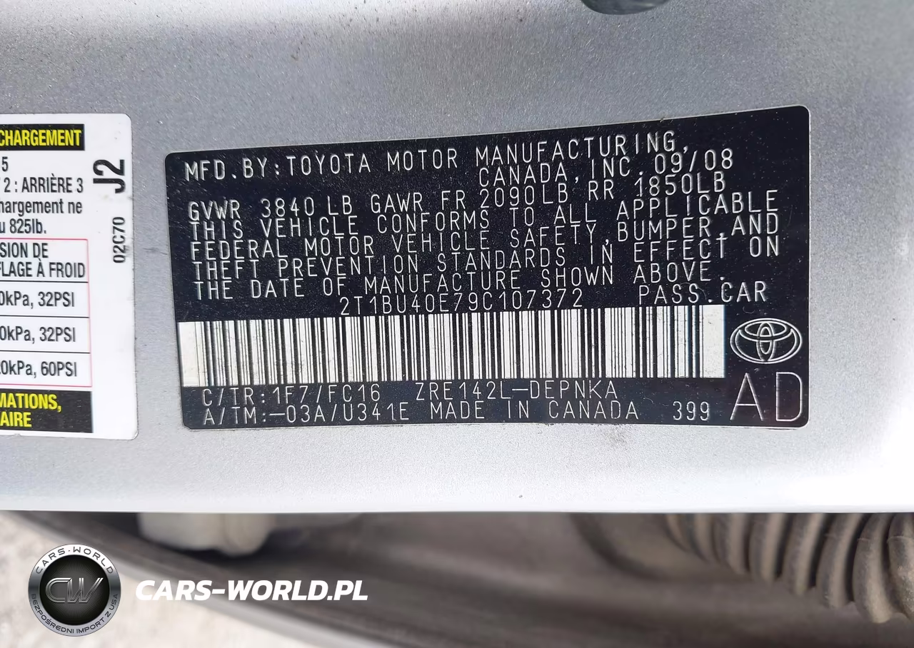 2009 Toyota Corolla Xle VIN:2T1BU40E79C107372 - 9