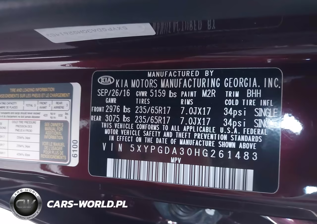2017 Kia Sorento 2.4L Lx VIN:5XYPGDA30HG261483 - 9