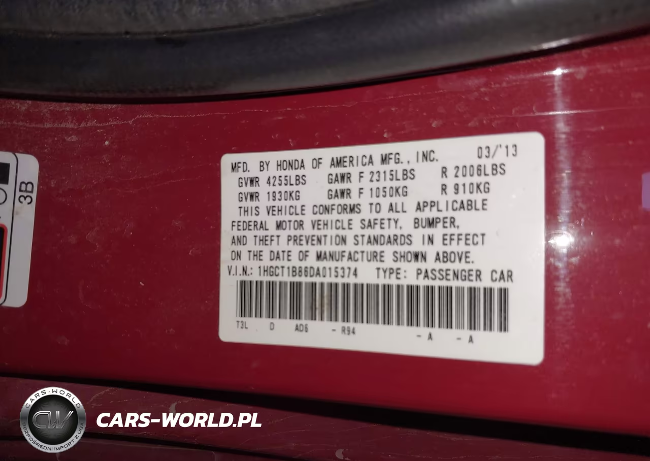 2013 Honda Accord Ex-L VIN:1HGCT1B86DA015374 - 9