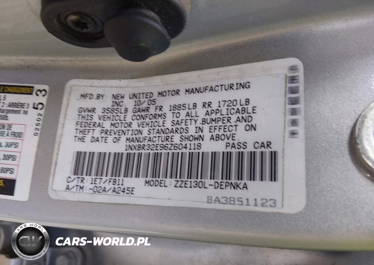 2006 Toyota Corolla Le VIN:1NXBR32E96Z604118 - 9