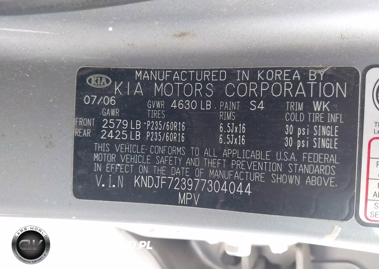 2007 Kia Sportage Lx V6 VIN:KNDJF723977304044 - 9